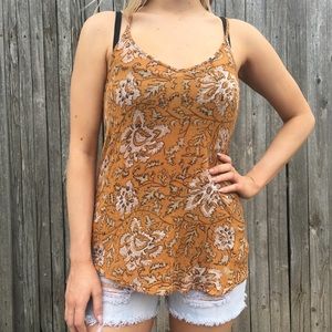 Urban Outfitters Mustard Floral Tank